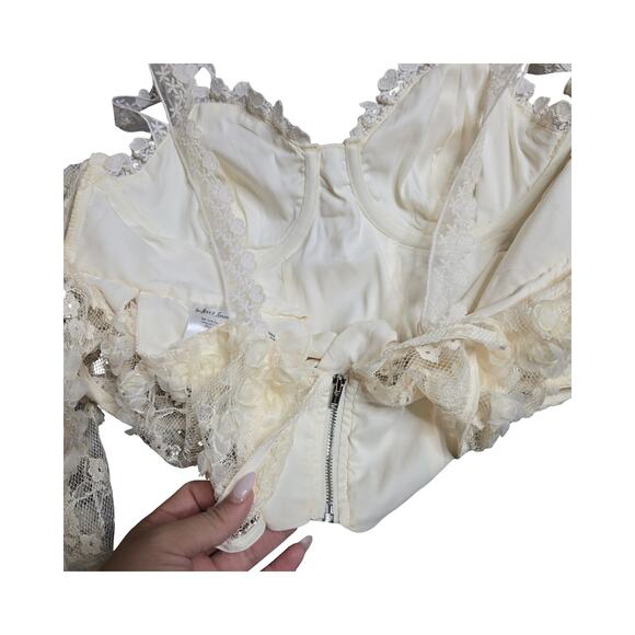 For Love & Lemons Ysabelle Lace Crop Top Size: L - Picture 7 of 8